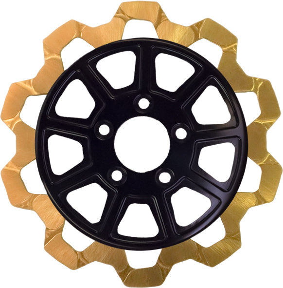Lyndall Brakes 9 Spoke Rotor Rear Blk/Gold Bow Tie 11.8" 7Mm