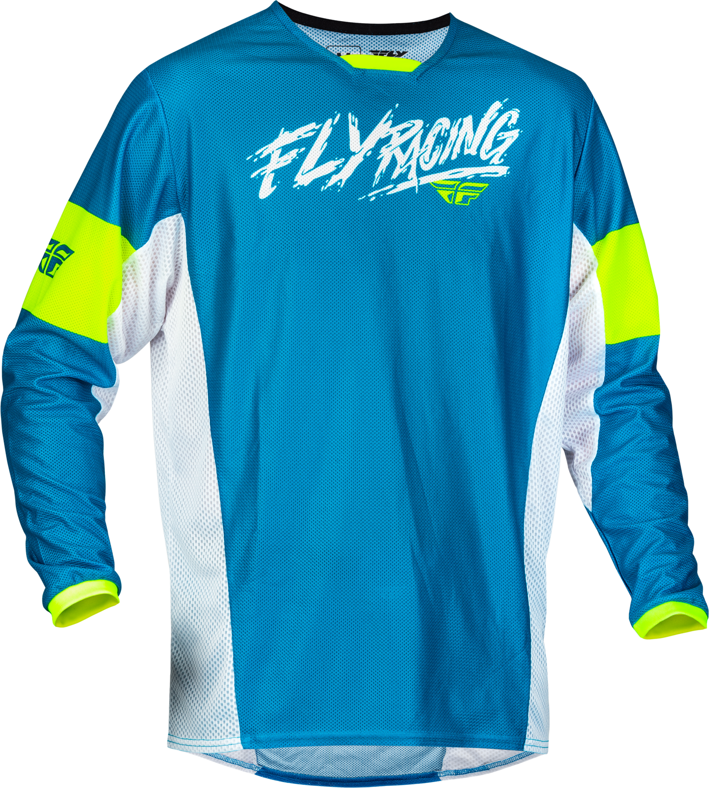 Fly Racing Youth Kinetic Mesh Khaos Racewear Blue/White/Hi-Vis