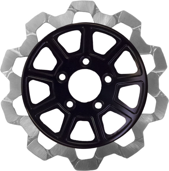 Lyndall Brakes 9 Spoke Rotor Rear Blk/Sil Bow Tie 11.8" 7Mm