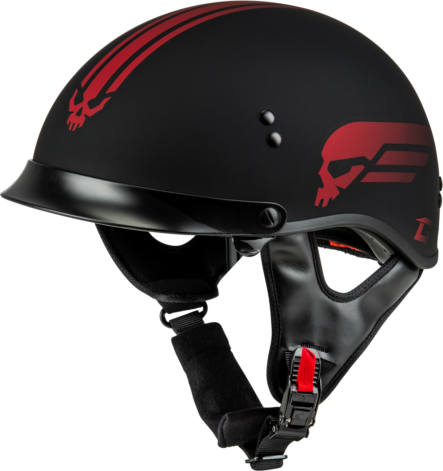 Gmax Hh-65 Retribution Helmet W/Peak Matte Black/Red Xl