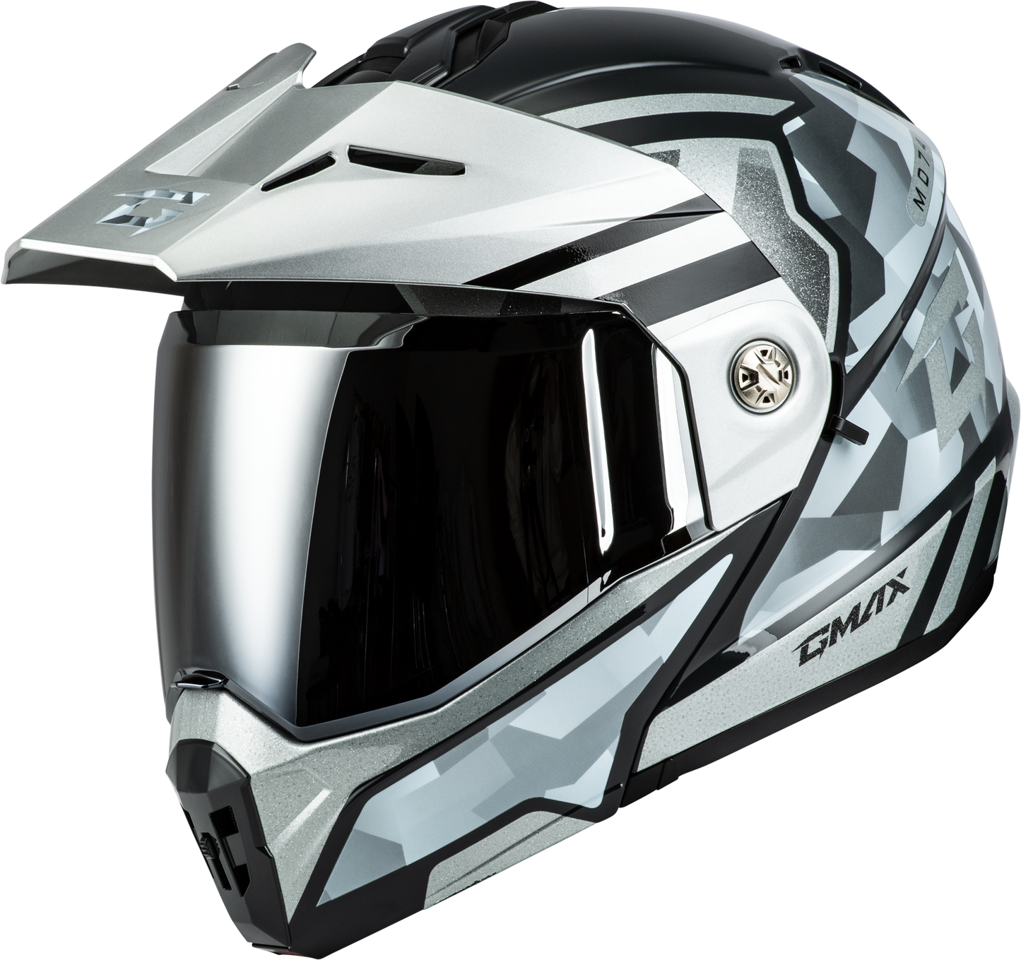 Gmax Md-74 Striker Modular Helmet W Slvr Shield Slvr/Blu Mtlc Xs