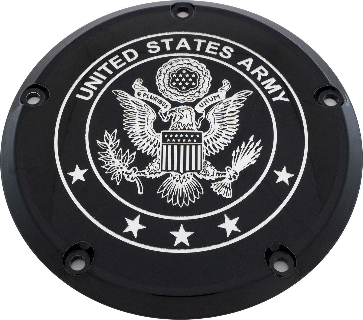 Custom Engraving 7 M8 Flt/Flh Derby Cover Army Black