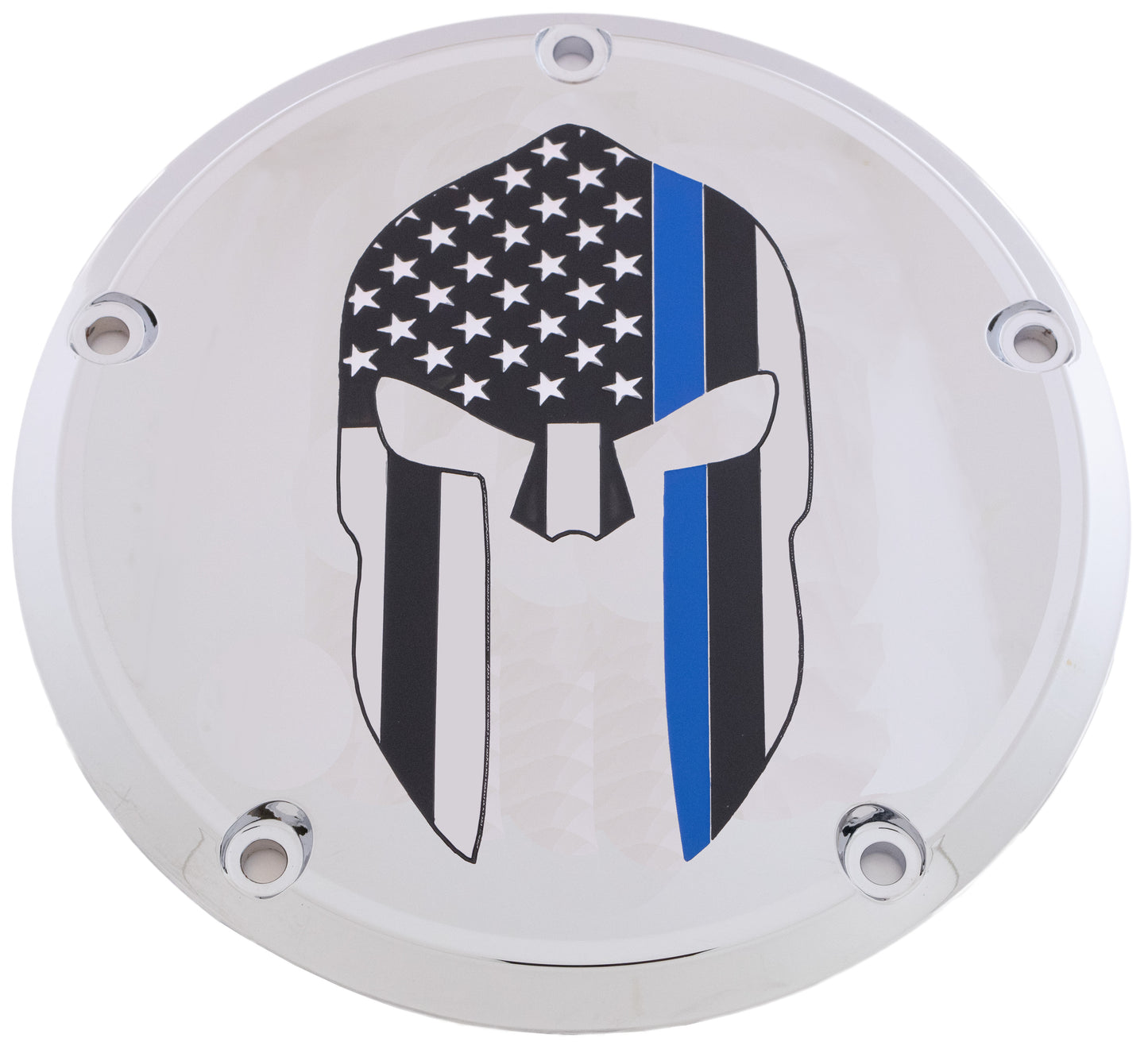 Custom Engraving 7 Tc Derby Cover Sparta Blue Line Chrome