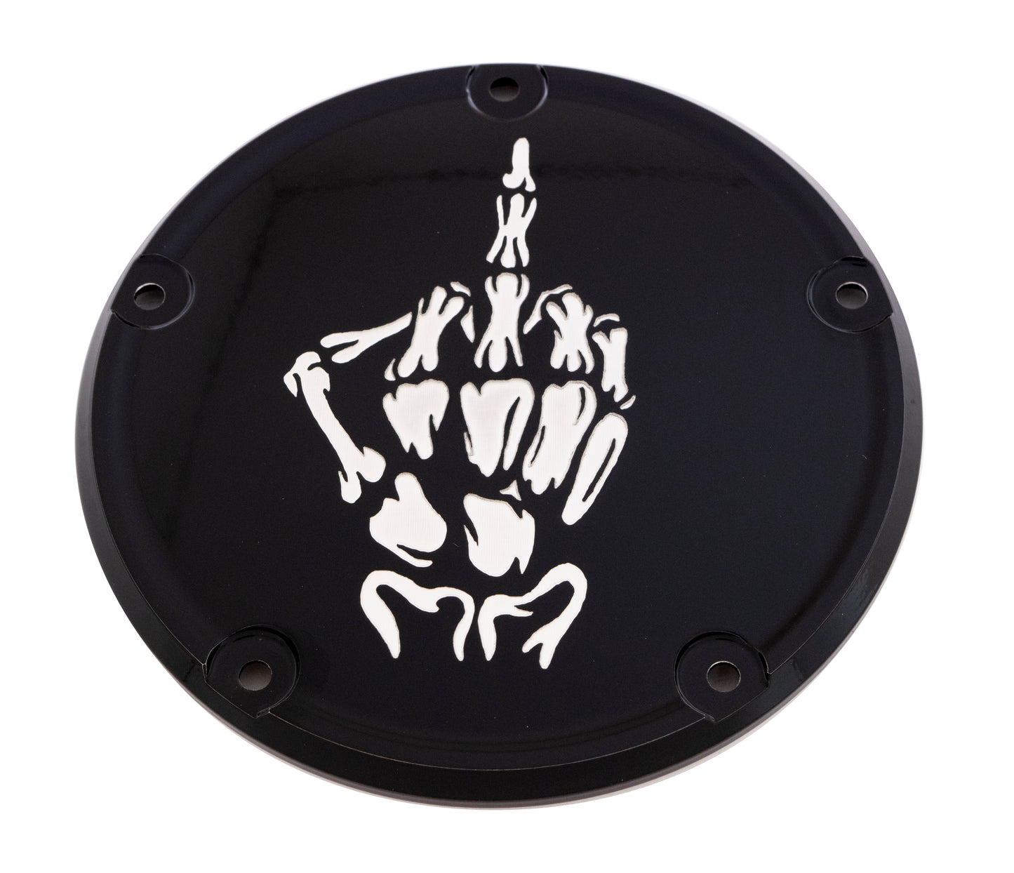 Custom Engraving 6 M8 Softail Derby Cover Bone Finger Black