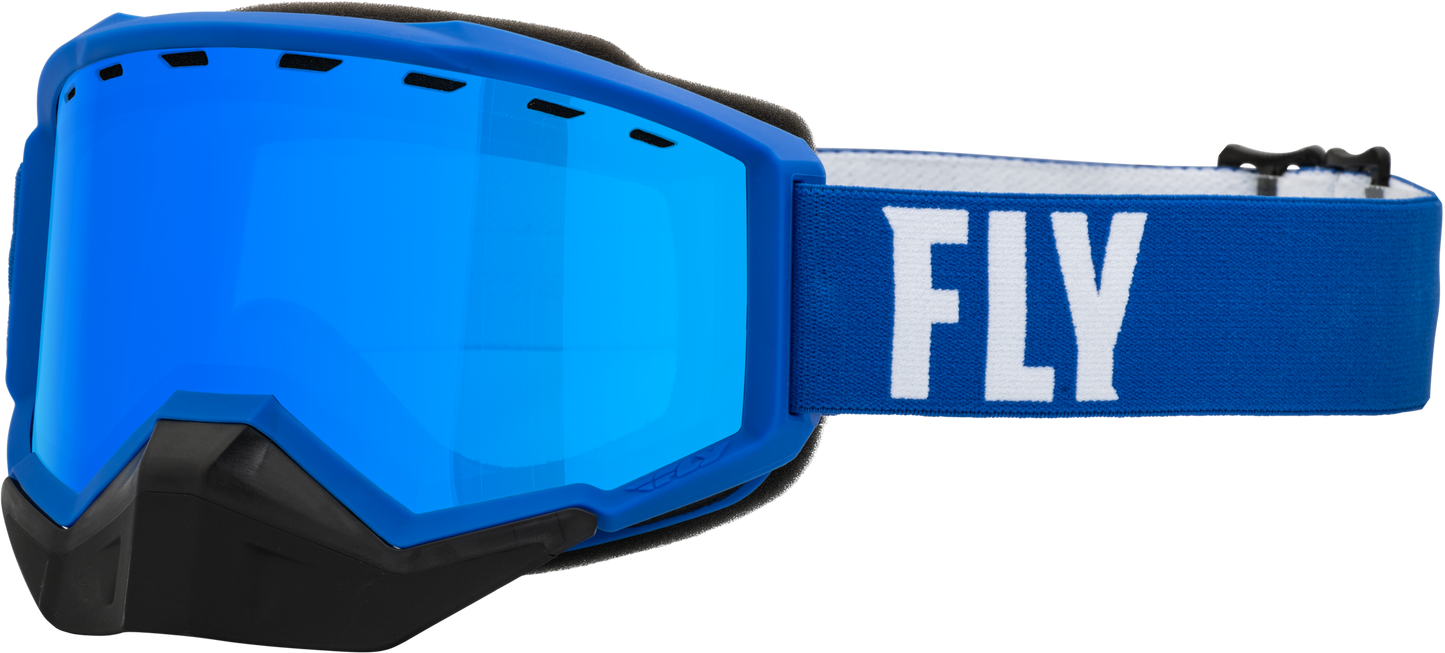 Fly Racing Focus Snow Goggle Blue/White W/ Sky Blue Mirror/Blue Lens