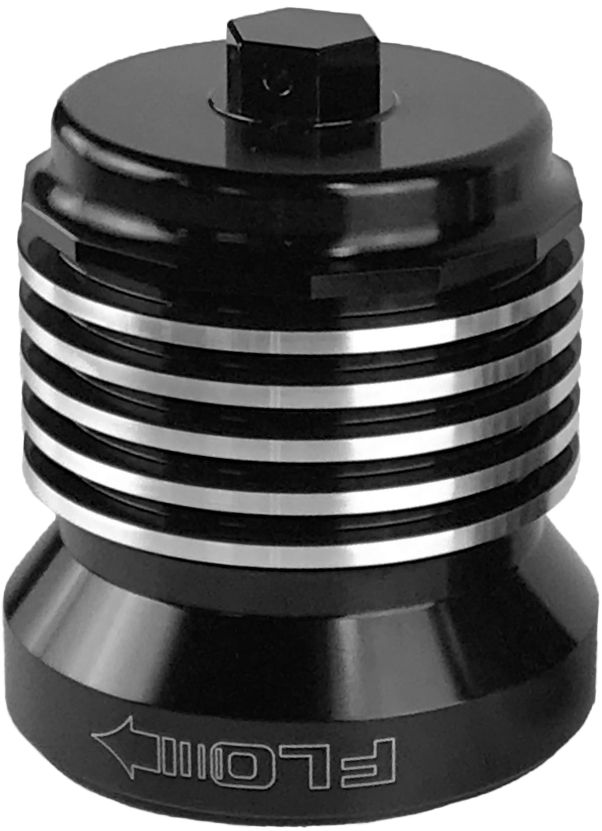 Pcracing Flo Reusuable Oil Filter Black/Polished Fins • #56-7101BP