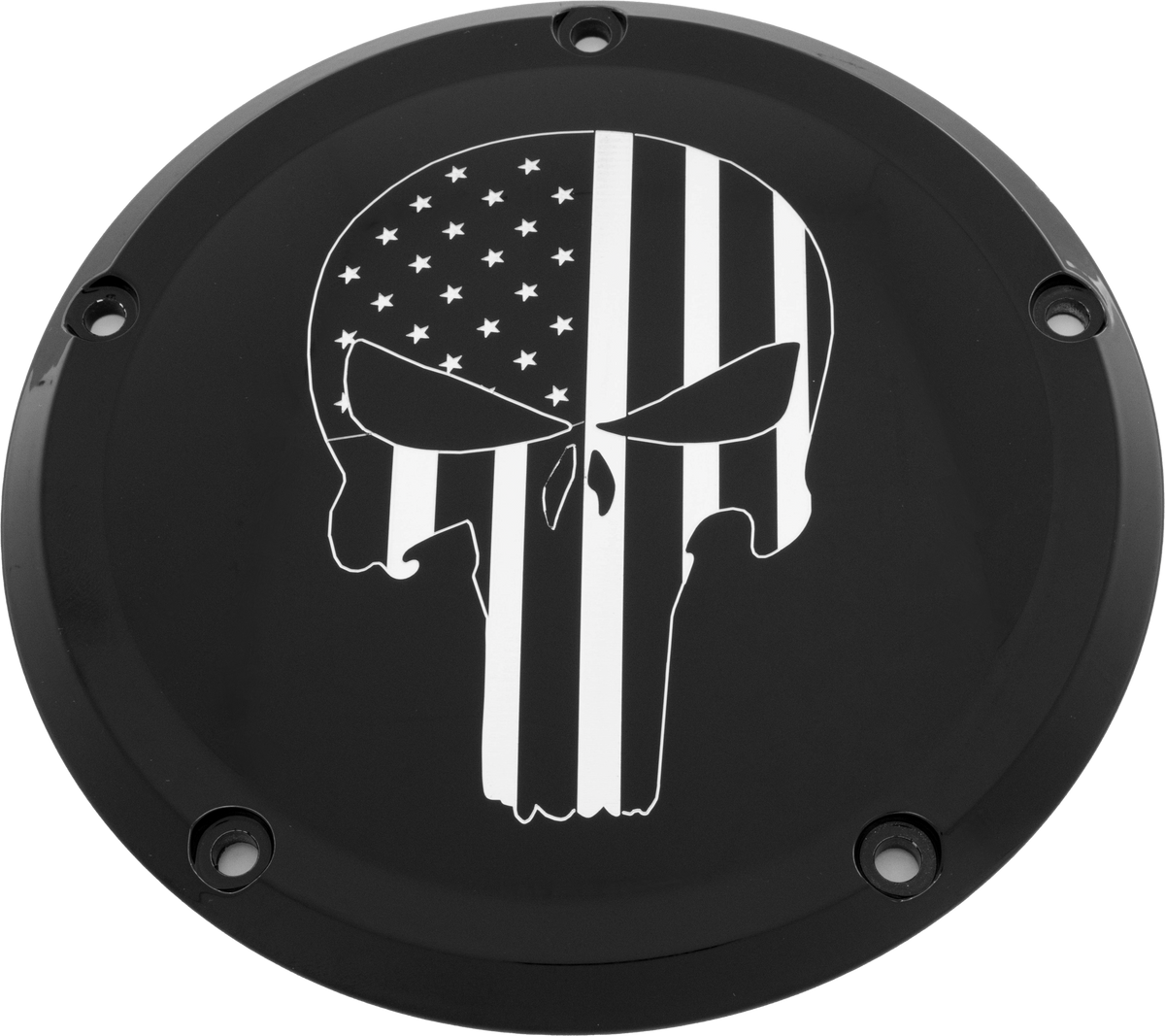 Custom Engraving 6 M8 Softail Derby Cover Punisher Black