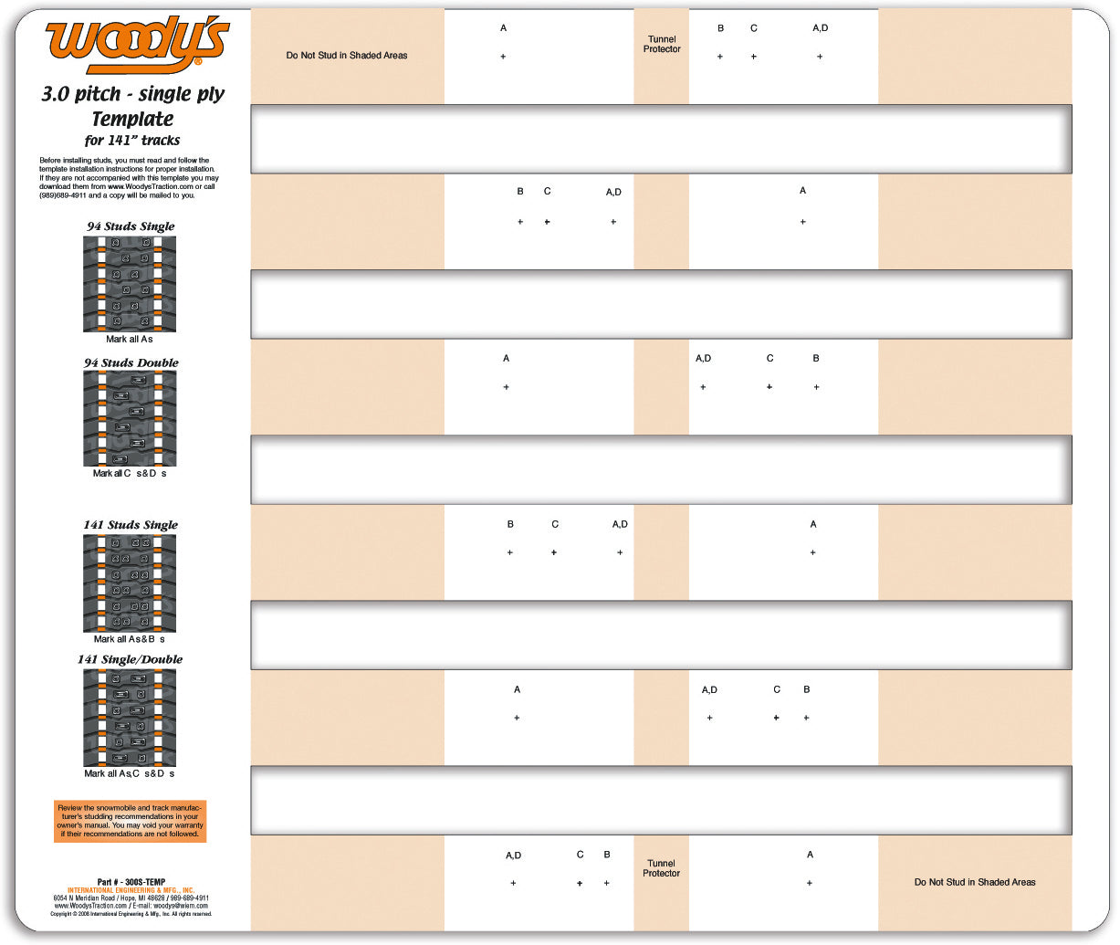 Woodys 300S Studding Template