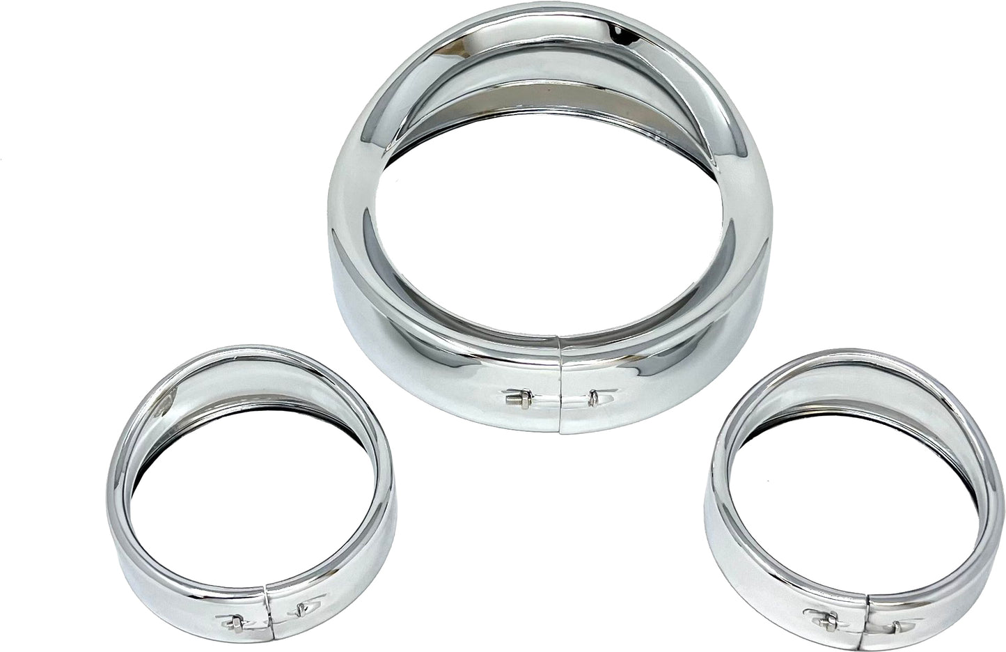 Letric Lighting Co 7" SHOW CHROME HEAD/PASS LIGHTS FRENCHED VISOR KIT