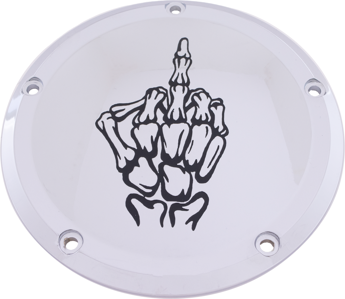 Custom Engraving 7 M8 Flt/Flh Derby Cover Bone Finger Chrome