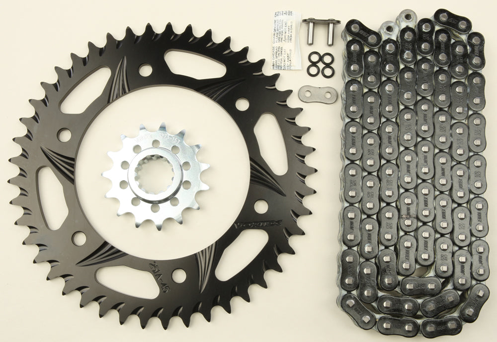 Vortex Sprocket/Chain Kit Stl/Stl 16/47T Sil Rx3 520-116L Blk