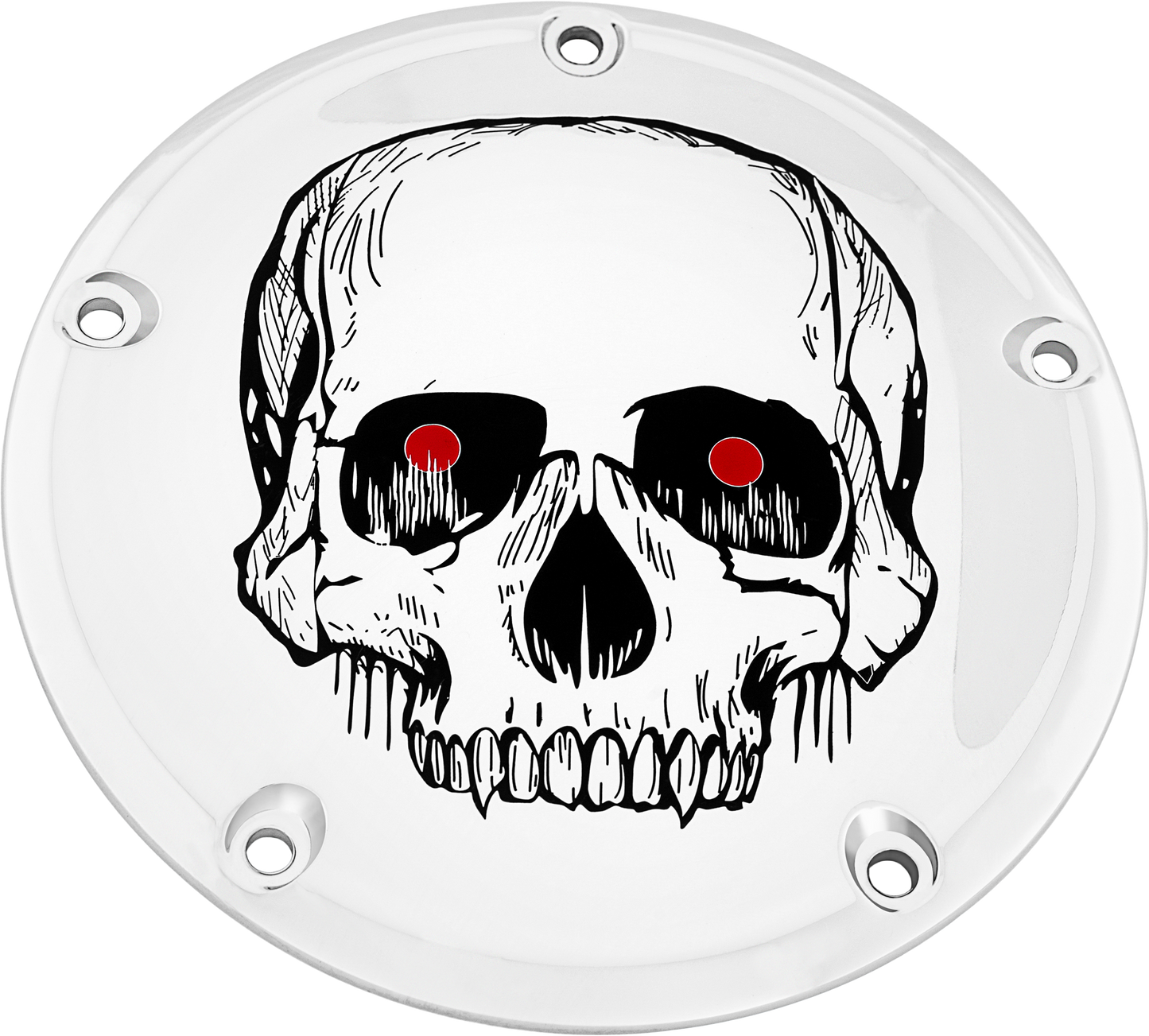 Custom Engraving 6 M8 Softail Derby Cover Skull Chrome