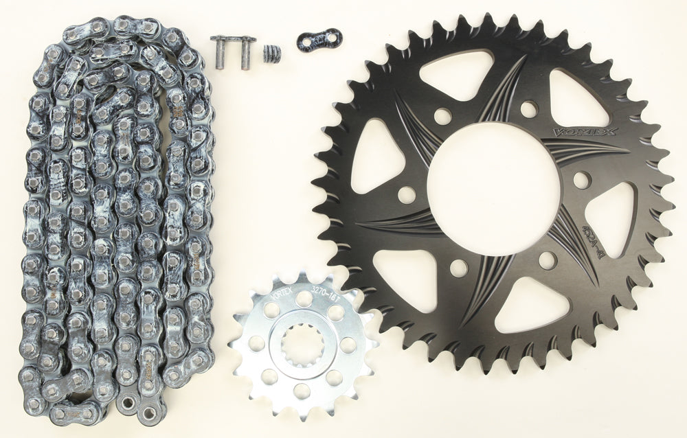 Vortex Sprocket/Chain Kit Stl/Alu 16/41T Blk Rx3 520-110L Blk