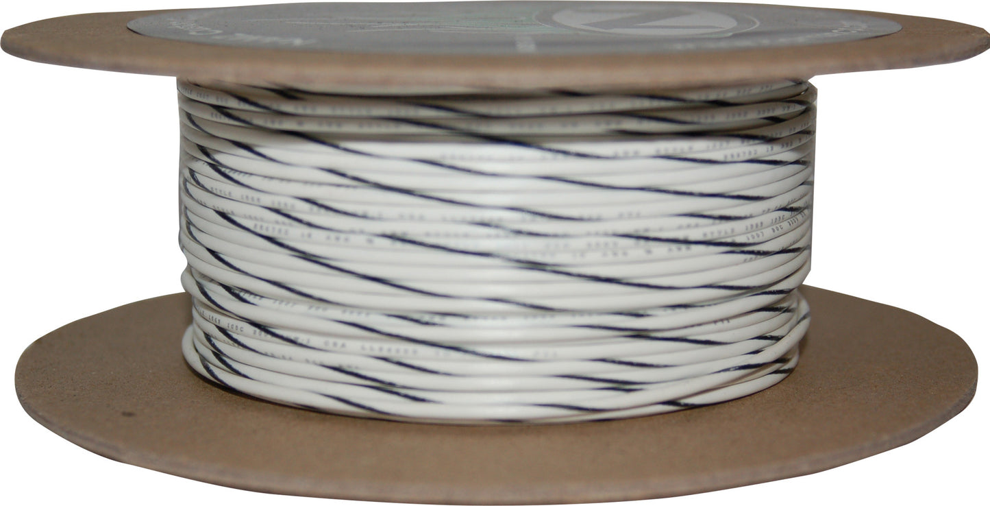 Namz Custom Cycle #18-Gauge White/Black Stripe 100' Spool Of Primary Wire