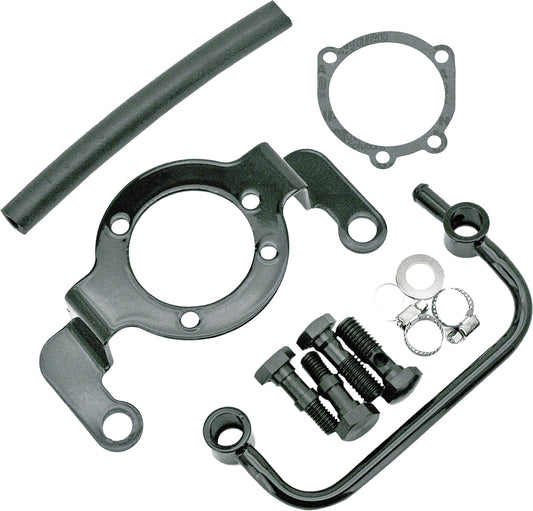 Harddrive Complete Mnt Kit Breather Tube Black Bigtwin 93-17 Non-Tbw