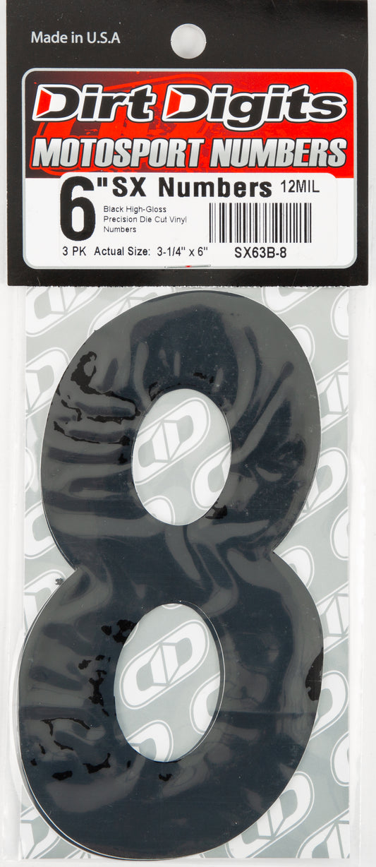 Dirt Digits #8 6" Black Super X Digits 3/Pk