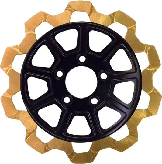 Lyndall Brakes 9 Spoke Rotor Front Blk/Sgold Bow Tie 11.8"