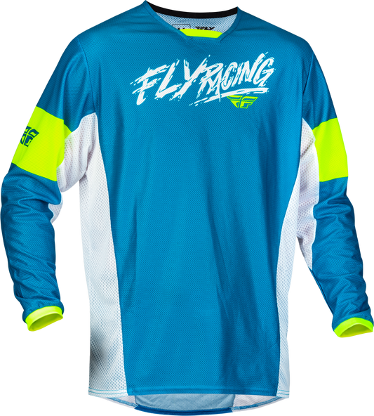 Fly Racing Youth Kinetic Mesh Khaos Racewear Blue/White/Hi-Vis - Youth