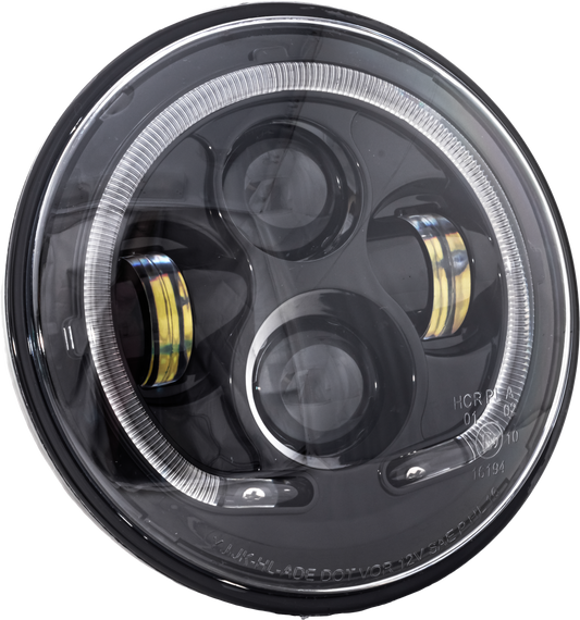 Letric Lighting Co 7" LED HEADLIGHT BLACK HALO INDIAN