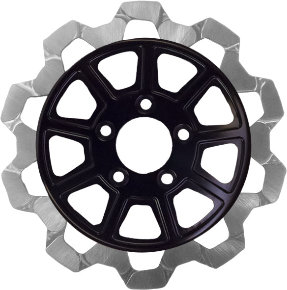 Lyndall Brakes 9 Spoke Rotor Front Blk/Sil Bow Tie 11.5"