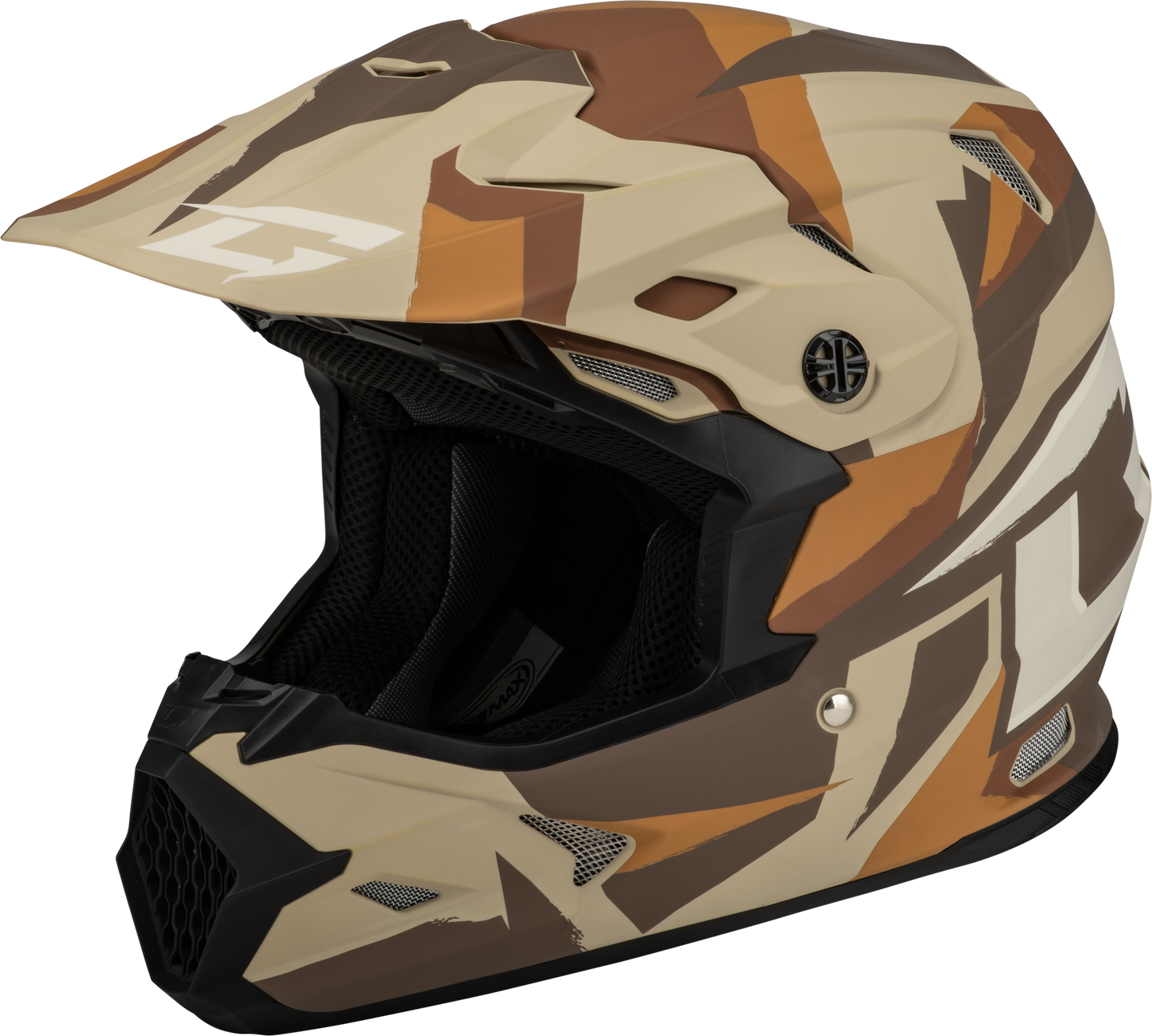 Gmax Mx-96 Splinter Helmet Matte Brown/Tan/White  Lg