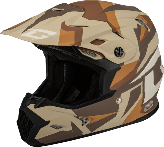 Gmax Mx-96 Splinter Helmet Matte Brown/Tan/White  Lg