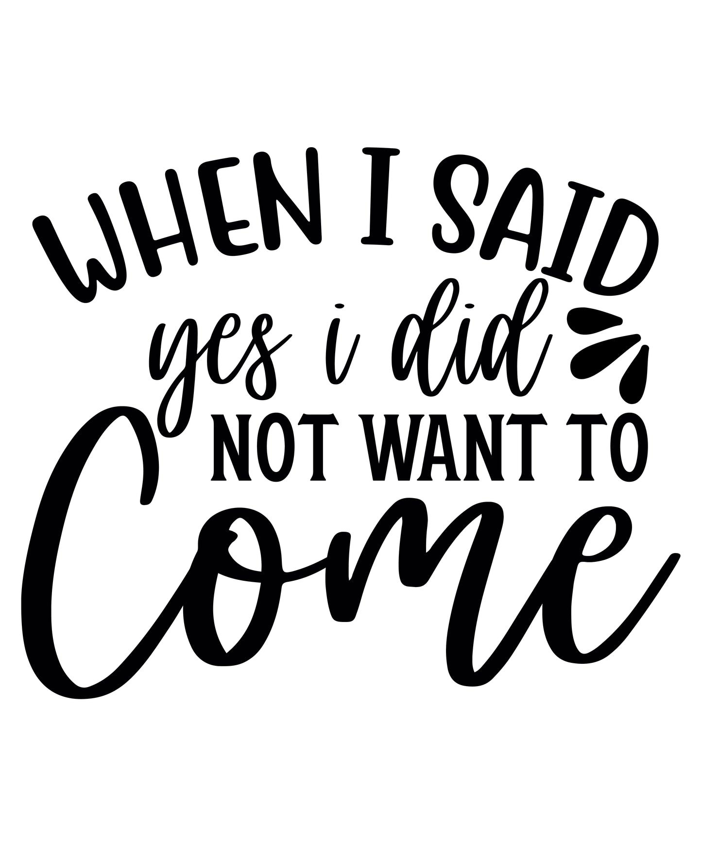 When I Said Yes I Did Not Want To Come Vinyl Sticker | 5" by 5" | Black Vinyl