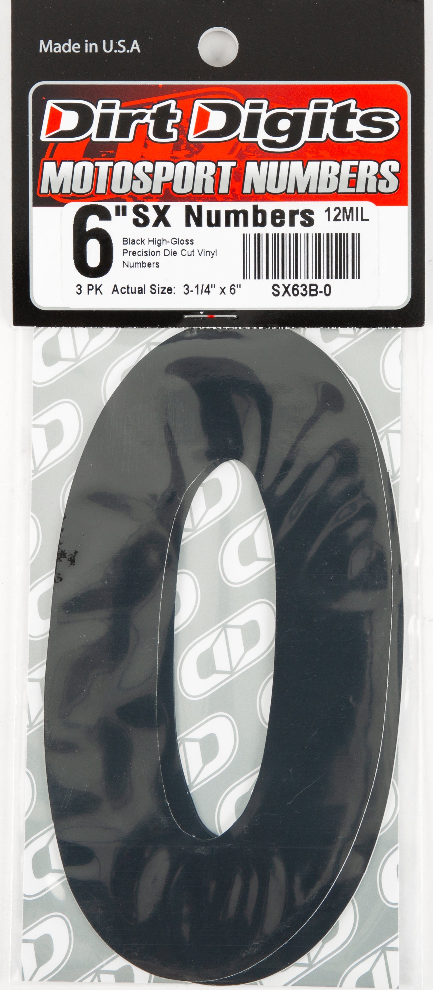 Dirt Digits #0 6" Black Super X Digits 3/Pk