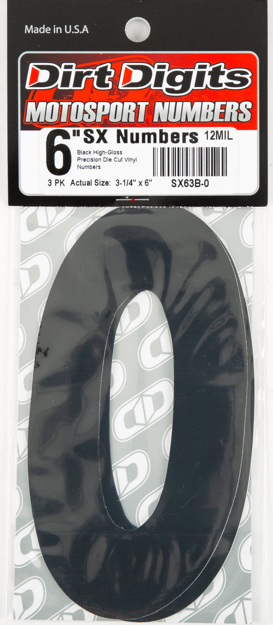 Dirt Digits #0 6" Black Super X Digits 3/Pk