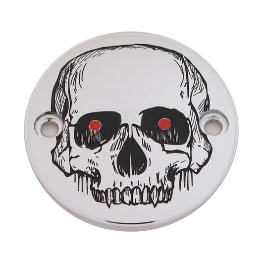 Custom Engraving M8 Timer Cover Skull Chrome