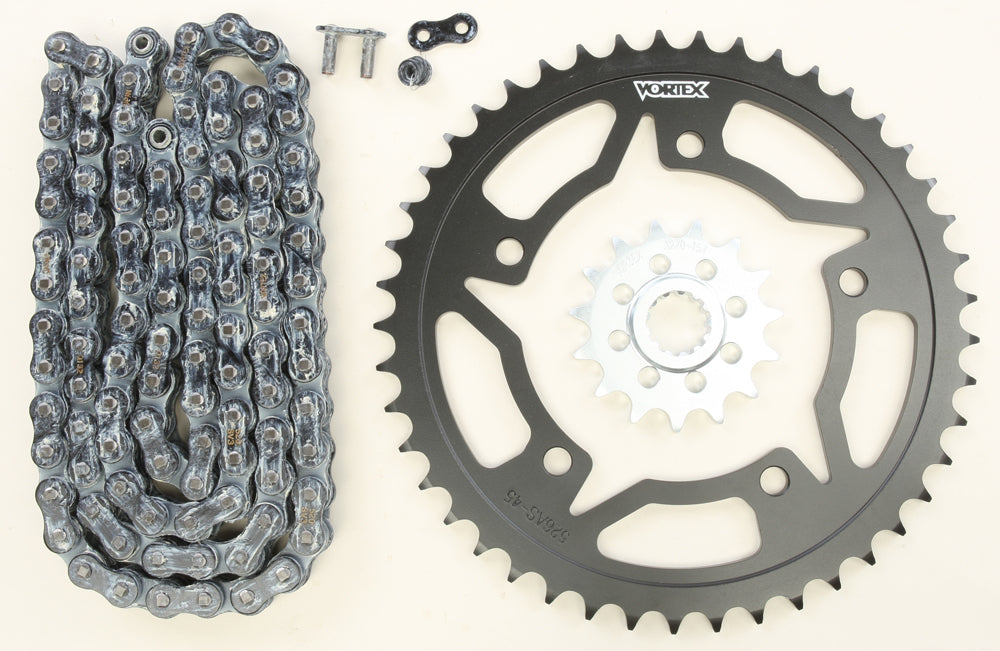 Vortex Sprocket/Chain Kit Stl/Stl 15/45T Sil Sx3 520-114L Blk • #3-CK6291