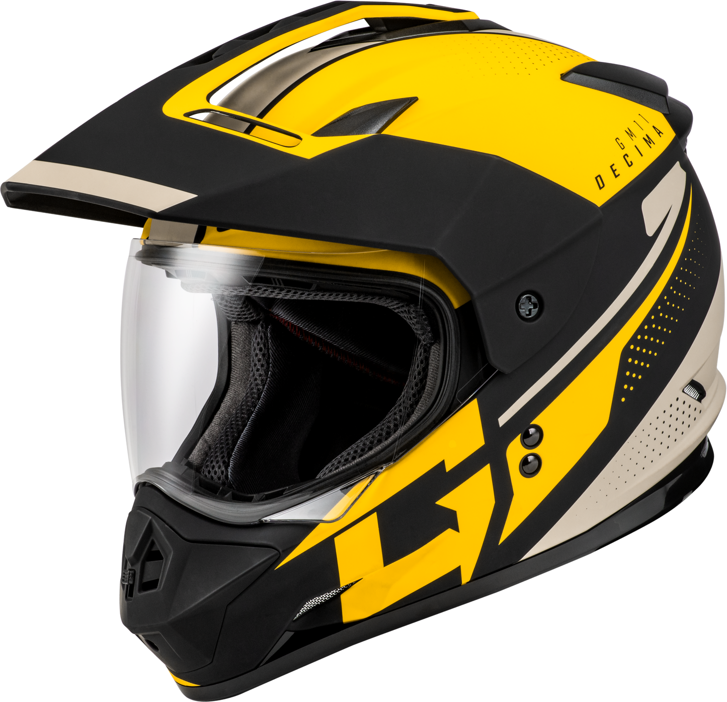 Gmax Gm-11 Decima Helmet Matte Black/Yellow/Grey 2X