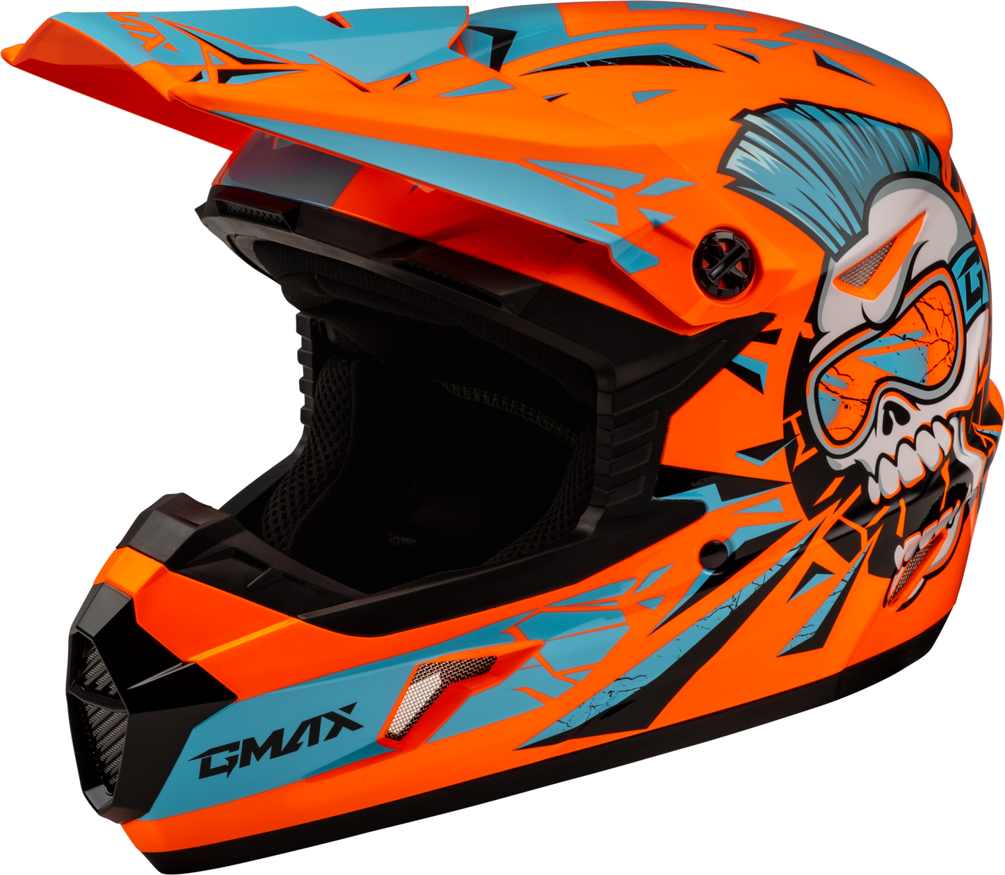 Gmax Youth Mx-46Y Unstable Helmet Hi Vis Orange/Blue Yl