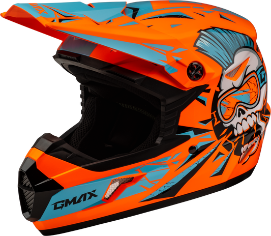 Gmax Youth Mx-46Y Unstable Helmet Hi Vis Orange/Blue Yl