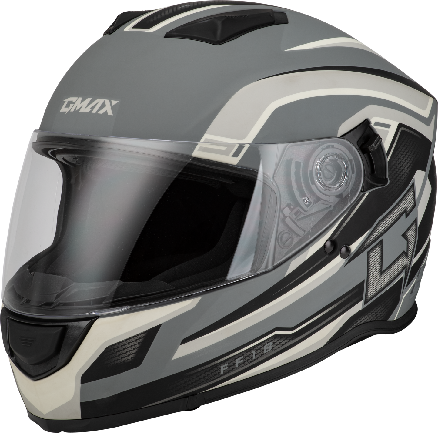 Gmax Ff-18 Drift Helmet Matte Grey/Silver/Black Sm
