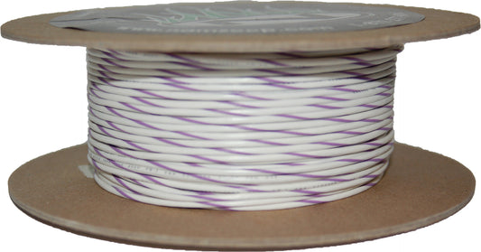 Namz Custom Cycle #18-Gauge White/Violet Stripe 100' Spool Of Primary Wire