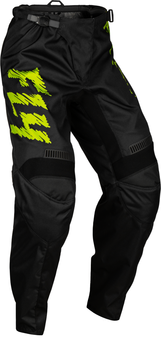 Fly Racing Youth F-16 Pants Black/Neon Green/Light Grey Sz • #377-23418