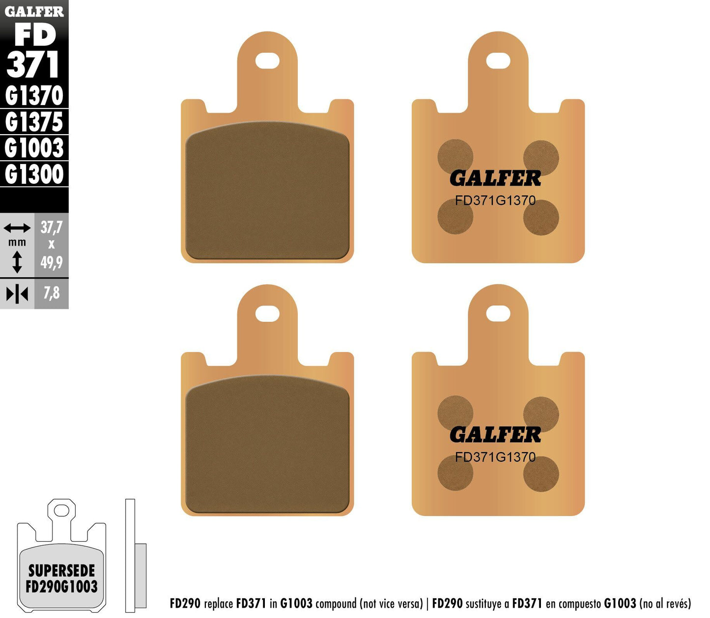 Galfer Brake Pads Sintered Fd371G1370