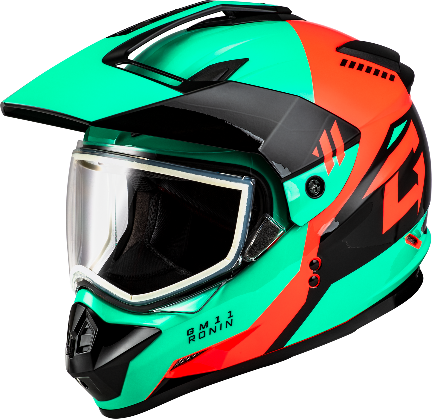 Gmax Gm-11 Ronin Helmet Black/Aqua/Coral Lg