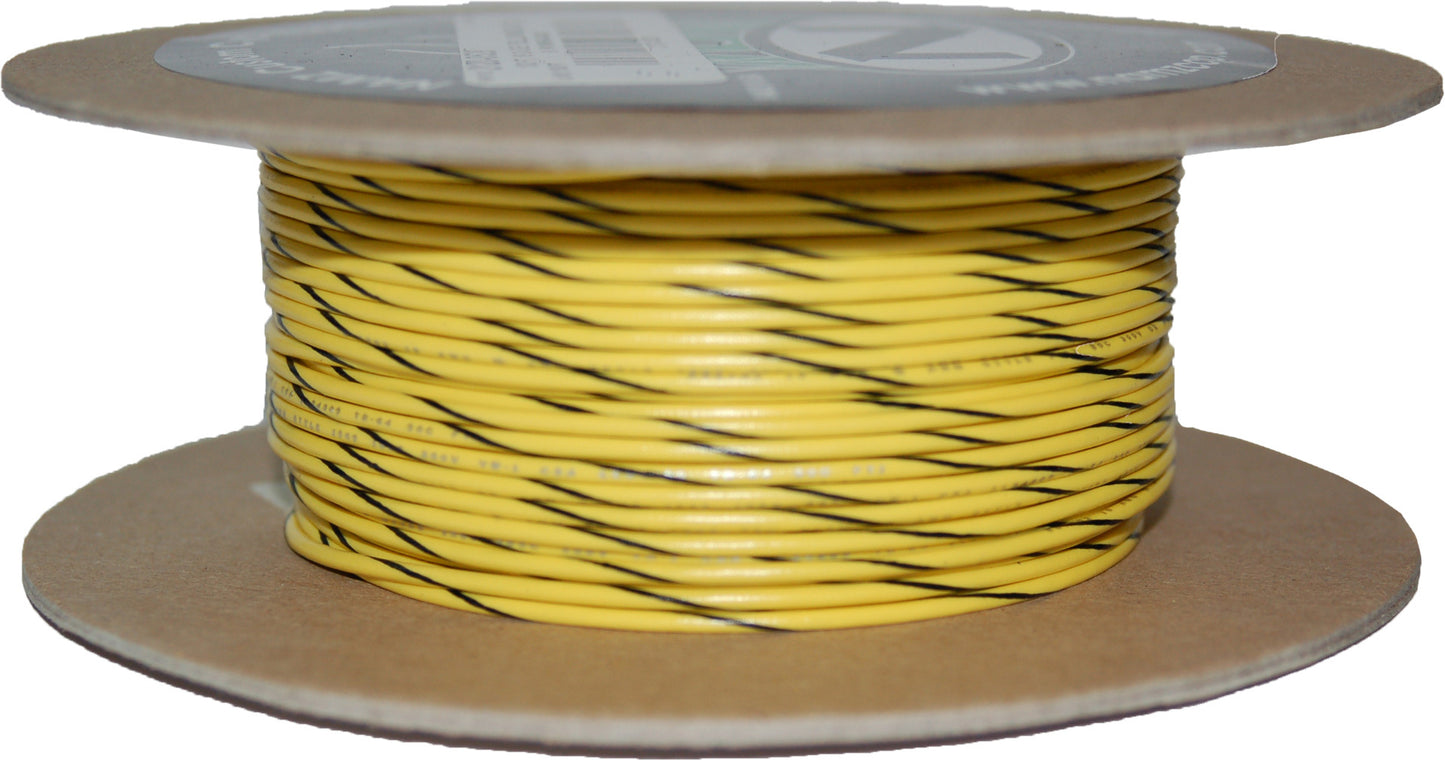 Namz Custom Cycle #18-Gauge Yellow/Black Stripe 100' Spool Of Primary Wire