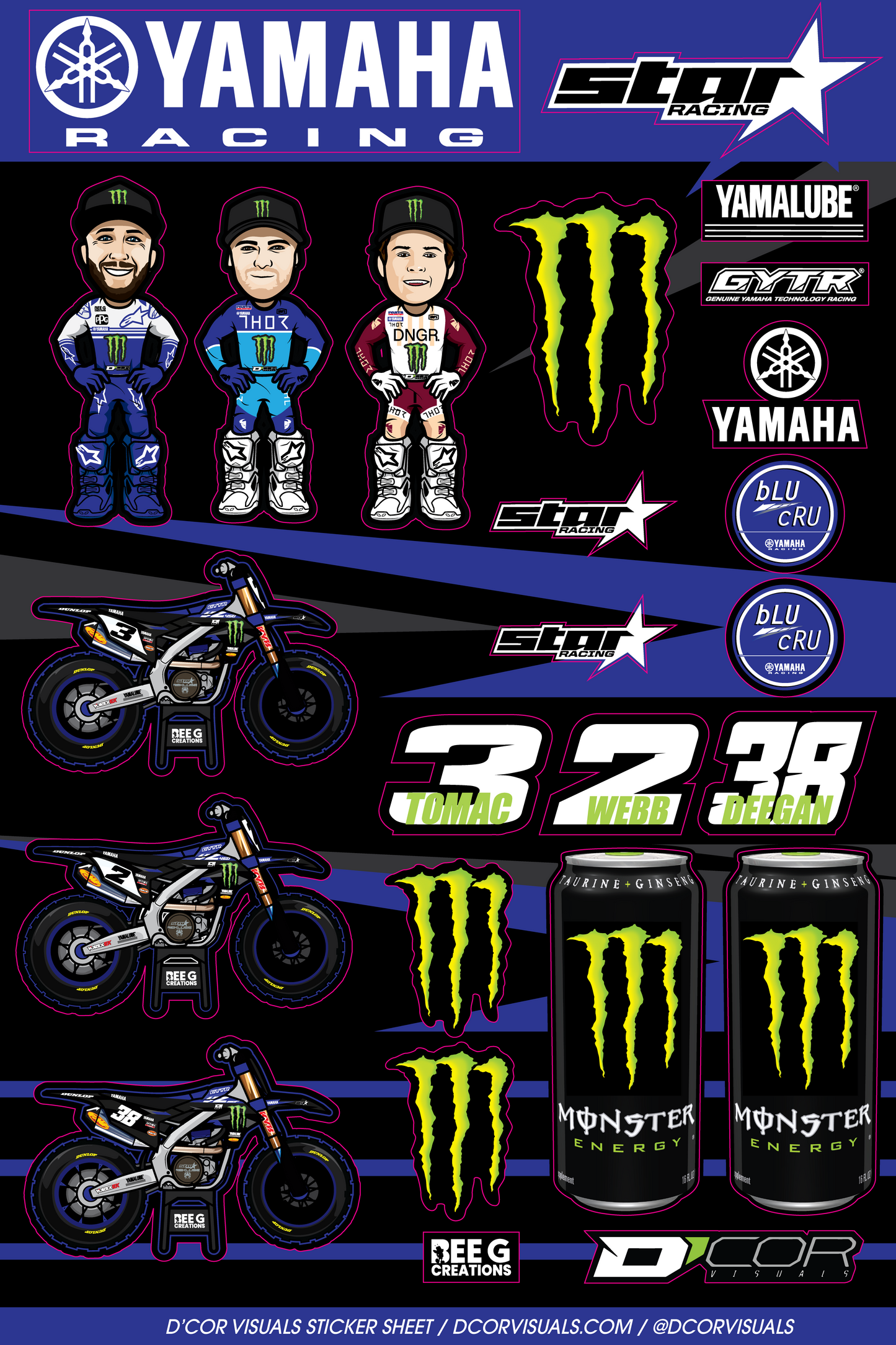 D-Cor Yamaha Decal Sheet