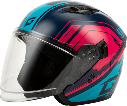 Gmax Of-87 Duke Helmet W/Led Light Blue/Red 2X