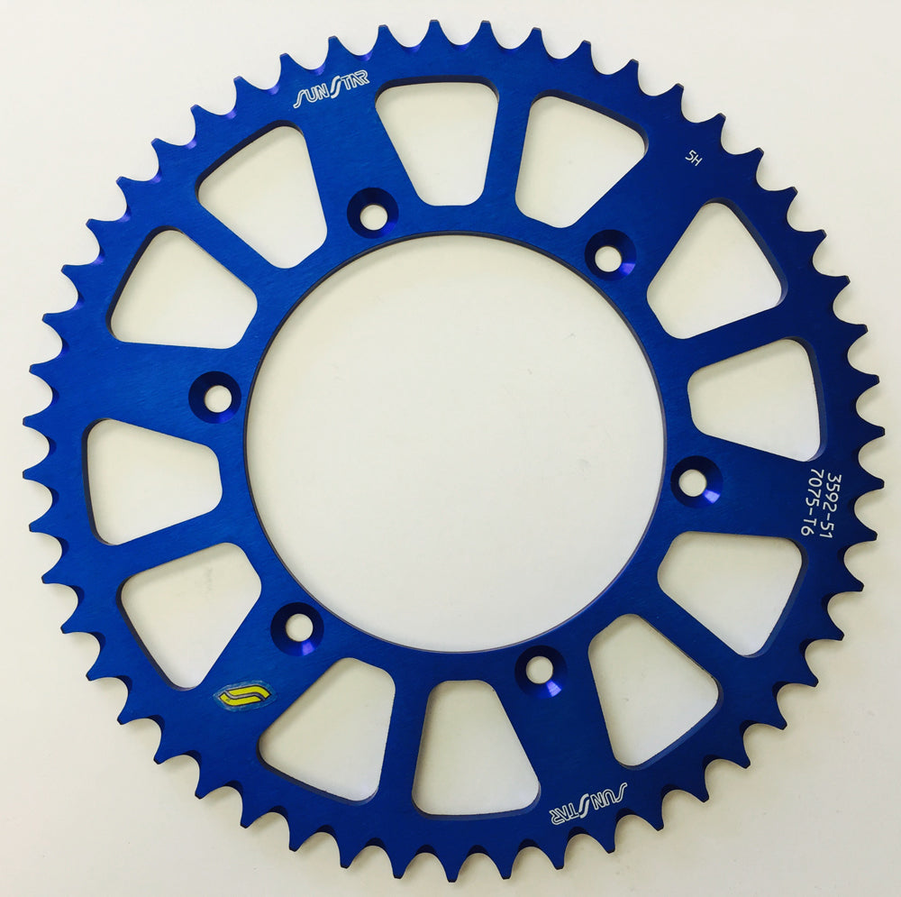 Sunstar Rear Sprocket Aluminum 51T-520 Blu Hon/Yam