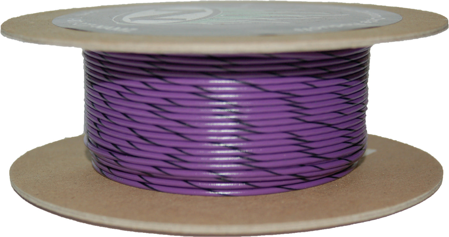 Namz Custom Cycle #18-Gauge Violet/Black Stripe 100' Spool Of Primary Wire