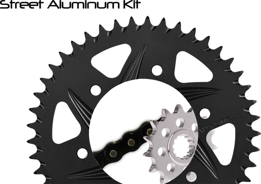 Vortex Sprocket/Chain Kit Stl/Alu 14/43T Blk Sx3 520-112L Blk
