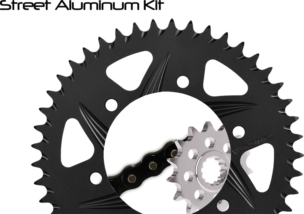 Vortex Sprocket/Chain Kit Stl/Alu 14/39T Blk Sx3 520-110L Blk