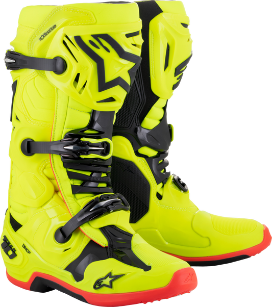 Alpinestars Tech 10 Boots Ylw Fluo/Blk/Red Fluo Sz 14