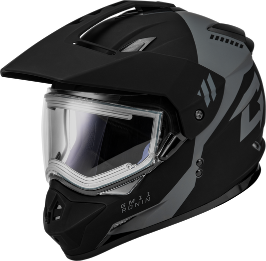 Gmax Gm-11S Ronin Snow Helmet W/ Elec Shld Matte Blk/Silver 3X