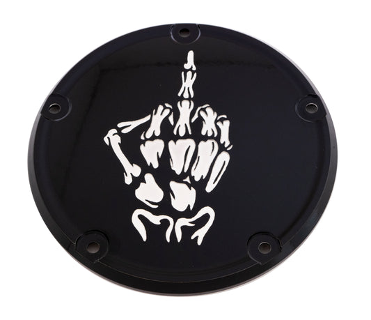 Custom Engraving 6   M8 Softail Derby Cover Bone Finger Black