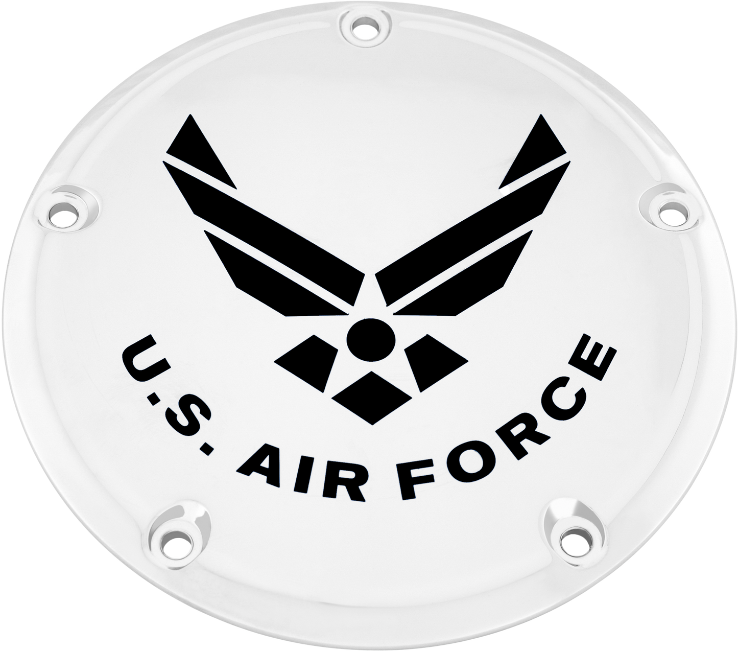 Custom Engraving 7   M8 Flt/Flh Derby Cover Air Force Chrome